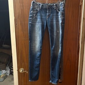 Silver Jeans Women's Distressed Blue Skinny Jeans